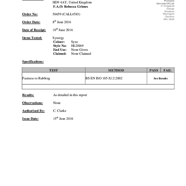 synergy - colourfast rubbing BS EN ISO 105 X12 2002